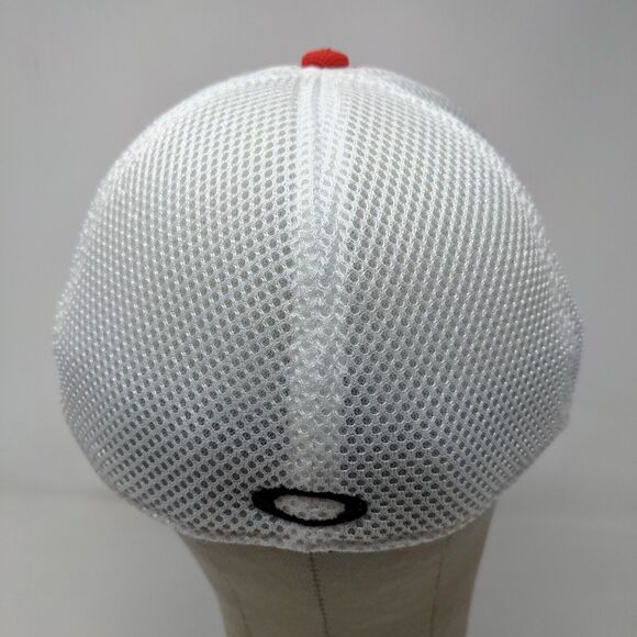A-Flex Men's Fitted Mesh Back Hat Red White Size L/XL Embroidered O Logo - Picture 7 of 13